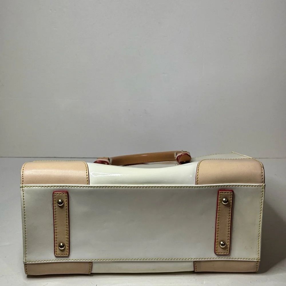 Dooney & Bourke Ivory Patent Janine Satchel Top Handle Bag